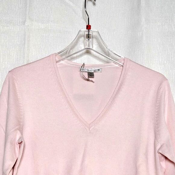 Cutter & Buck Golf Light Pink Cotton Blend V-Neck Pullover Long Sleeve Sweater - Picture 2 of 13